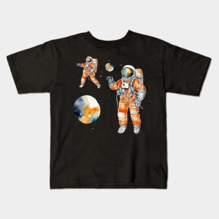 Astronaut Funny Space Watercolor Kids T-Shirt